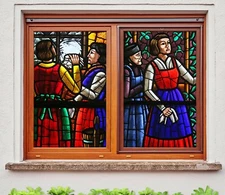 3D Red Woman ZHU792 Window Film Print Sticker Cling Stained Glass UV Zoe