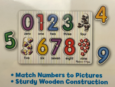 Melissa & Doug Numbers Peg Puzzle 0-9 NEW Sealed Wood Toy Ages 2+
