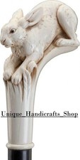 Hand carved hare handle wooden walking stick for men women walking cane Gift