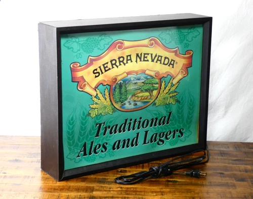 Vintage Sierra Nevada Traditional Ales and Lagers Lighted Beer Sign 19 x 16 x 4