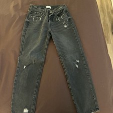 Pistola Women's Black Distressed Denim Jeans 5-Pocket Button Zip Solid