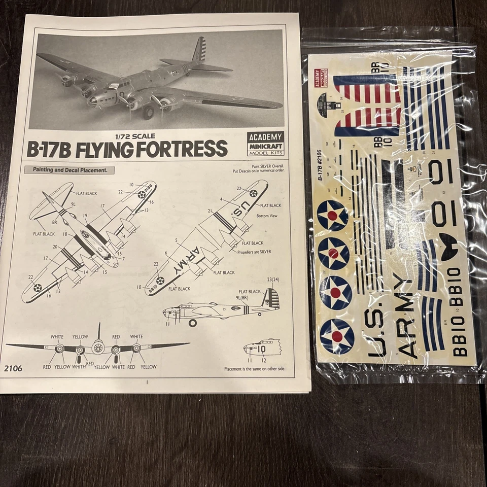 ACADEMY MINICRAFT No. 2106 B-17B FLYING FORTRESS 1:72 SCALE KIT - Image 2 of 4
