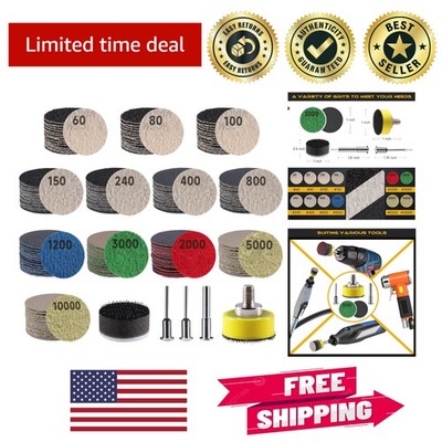 185 PCS Hook and Loop 1 Inch Sanding Disc Set, 60 to 10000 Grit for All Projects