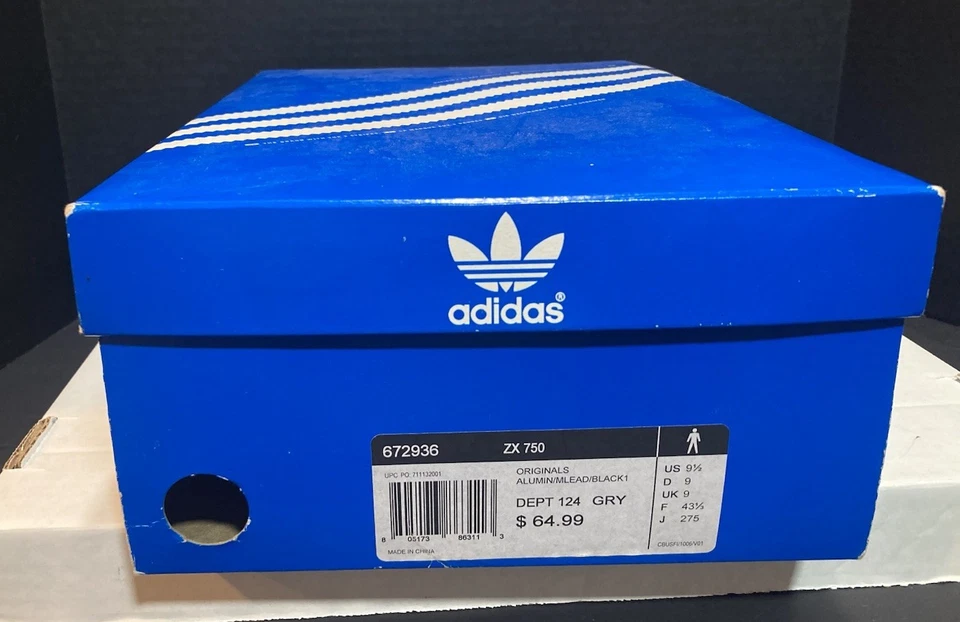 Adidas Originals ZX 750 Sneakers Shoes Gray/Chalk White Mens Sz 9.5 - Image 3 of 4