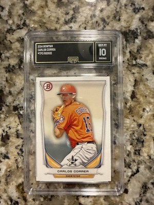 CARLOS CORREA RC 2014 Bowman Draft Top Prospects #TP3 GEM GMA10!Astros ...
