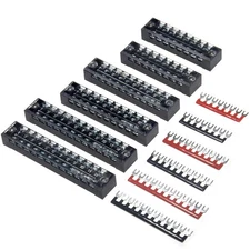 MILAPEAK Terminal Block and Strip-6 Sets 8/10/12 Positions 600V 15A Dual Row