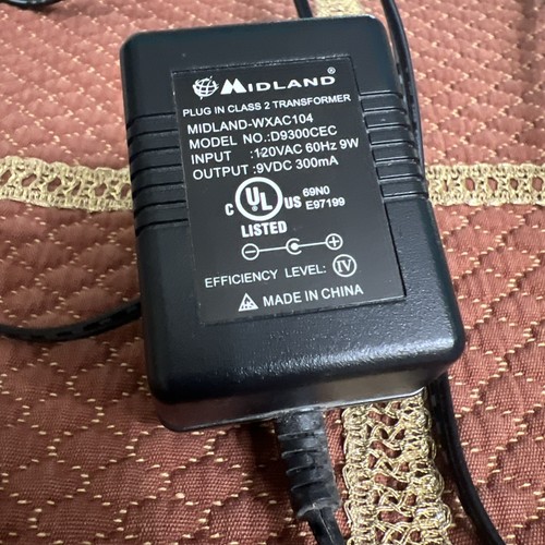 (#26A). Midland Plug in Class 2 Power Cord WXAC104 Power Adapter D9300CEC 9W - Picture 2 of 4
