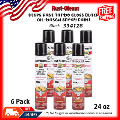 6 Pack Rust Oleum Stops Rust Turbo Spray Paint Gloss Black 24 oz Automotive