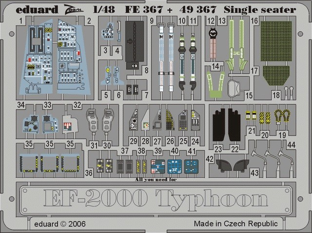 Eduard Accessories FE367 - 1:48 EF-2000 Typhoon Single Seater for Revell Kit