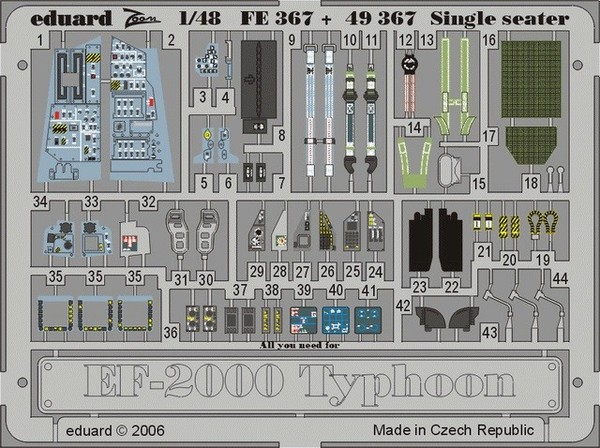 Eduard Accessories Fe367 - 1:48 Ef-2000 Typhoon Single Seater FüR Revell Bausatz-image