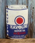 Vintage Havoline Motor Oil Die-cut Can Porcelain Metal Sign