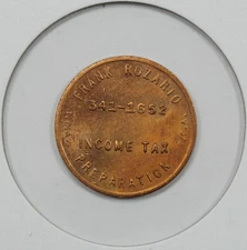 1976 Frank Rozario Income Tax Preparation US Bicentennial Advertising Token #2