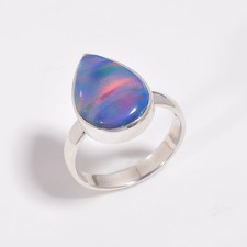 Rainbow Arora Opal Ring 925 Sterling Silver Handmade Opal Gift Jewelry for Women