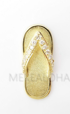 9 x 22mm  14K GOLD HAWAIIAN Slipper PETITE PENDANT Flipflop Diamond STRAP