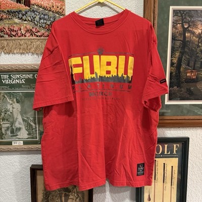 Vintage 90s/00s FUBU Platinum MCMXCII Designer Men's Red Shirt