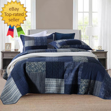 Quilts Queen Size Reversible Lightweight Bedspread 3-Piece Quilt Set Plaid Flora