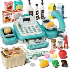 49PCS Pretend Play Cash Register Toy Set for Kids with Real...