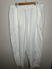 Eileen Fisher Organic Cotton Knit Wide Leg Pants White Elastic Waist Size 1X