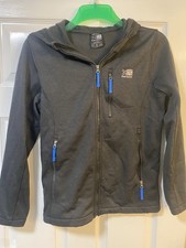 New Karrimor Elite Teen Boy Girls Dark Grey Full Zip Fleece Hood Jacket Pockets