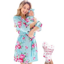 ECO BABY Mommy and Me Robe and Swaddle Set  Maternity Robe and Matching Baby