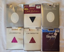 Lot Of 6 Vtg Pantyhose Sheer Colored Christian Dior Liz Claiborne HANES