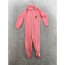 Sears Winnie the Pooh Footed Sleeper Kids 4B Pink Vintage 80s Fleece Pajamas