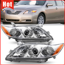 Pair Headlights For 2007 2008 2009 Toyota Camry Chrome Clear Amber Projector Pair Headlights For 2007 2008 2009 Toyota Camry Chrome Clear Amber Projector