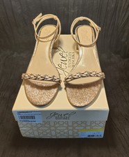 Badgley Mischka Jewel -Danni Rose Gold Glitter  Rhinestone Formal Sandal-Size 8