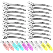 30PCS Metal Alligator Hair Clips, Duck Billed Salon Styling Clips with Holes, He