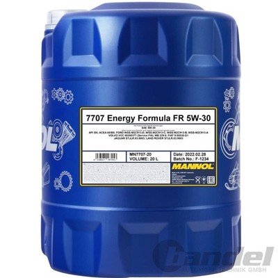20L MANNOL ENERGY FORMULA FR 5W30 ÖL passend für API SN ACEA A5/B5 MB 229.6