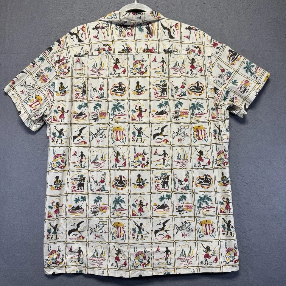 Camisa Kahala Adulto Extra Grande Marfil Símbolos Geométricos Hecha a Mano Hawai Informal Foto 3 de 4