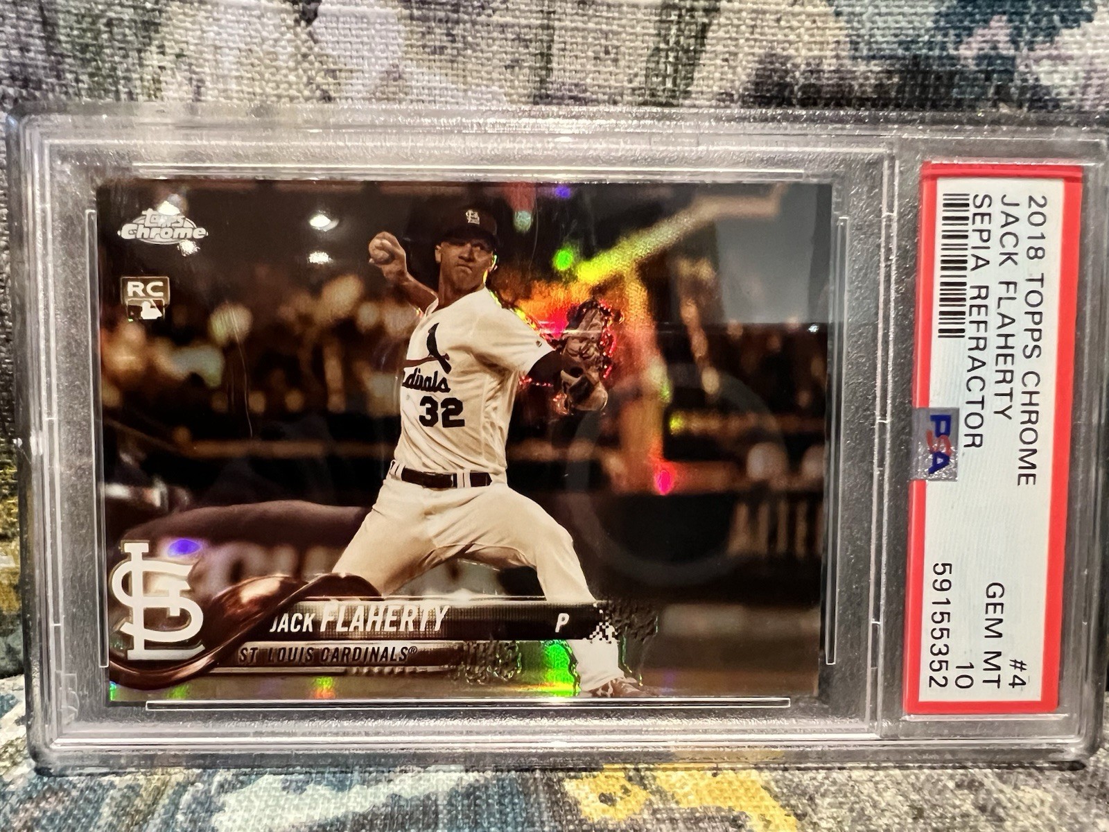 2018 Topps Chrome Jack Flaherty SEPIA Refractor ROOKIE PSA 10 GEM MINT #4 RC