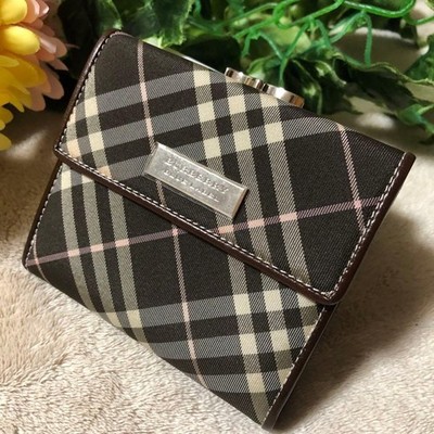 Burberry Blue Nova Check Kisslock Wallet Coin Purse Card Case near mint gift