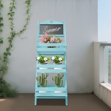 3-Tier Plant Stand, Ladder Shelf for Plants, Wooden Plant Rack with Chalkboard