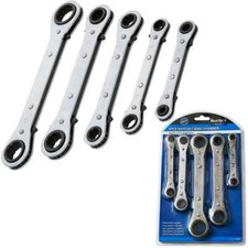 5 Pc Double Ended Ratchet Ring Spanners 6 x 8, 10 x 12, 11x 13, 14 x 17, 19x21mm