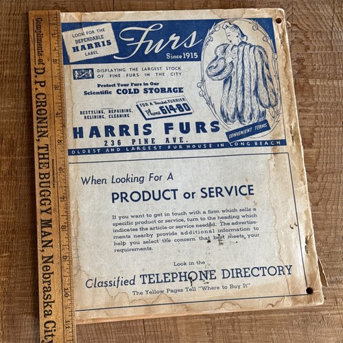 Telephone Book Directory WW2 1941 Gas Stations Car Dealers Ads Long Beach CA - 第 15/15 張圖片