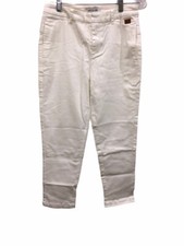 Peace Love World Women's Pull-on Cropped Stretch Twill Pants White Size 2