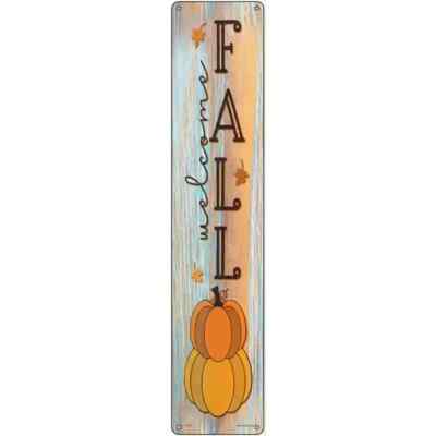 Welcome Fall Pumpkins 3''x12'' metal street sign plaque Home Door Garage Wall