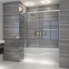 ELEGANT 60" W x 62 " H Tub Shower Door Sliding Bathtub Doors 1/4" Clear Glass
