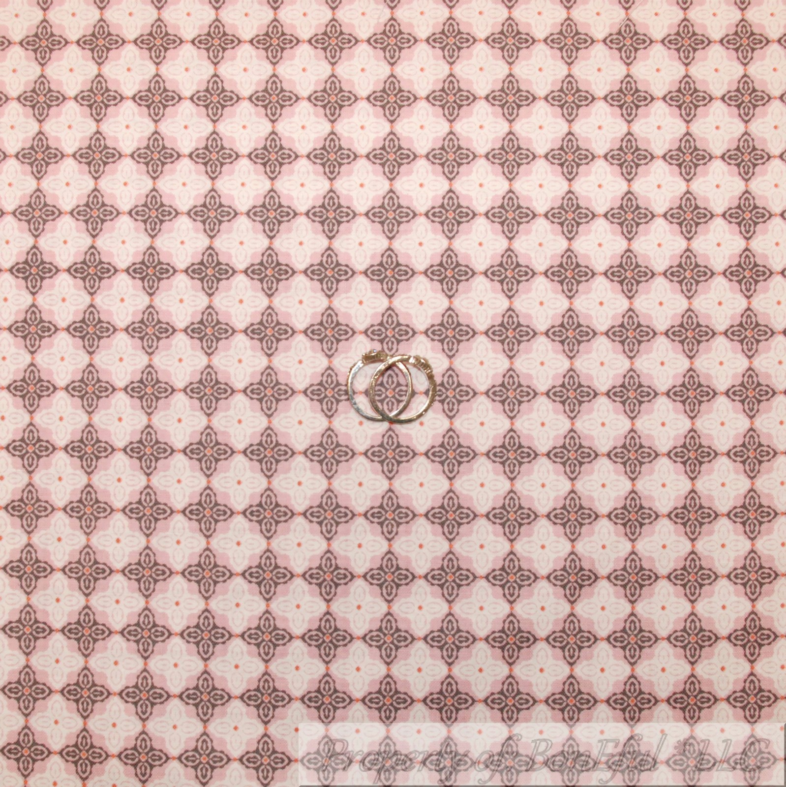 BonEful Fabric FQ Cotton Quilt Pink White Gray Calico Flower Dot Stripe Diamond