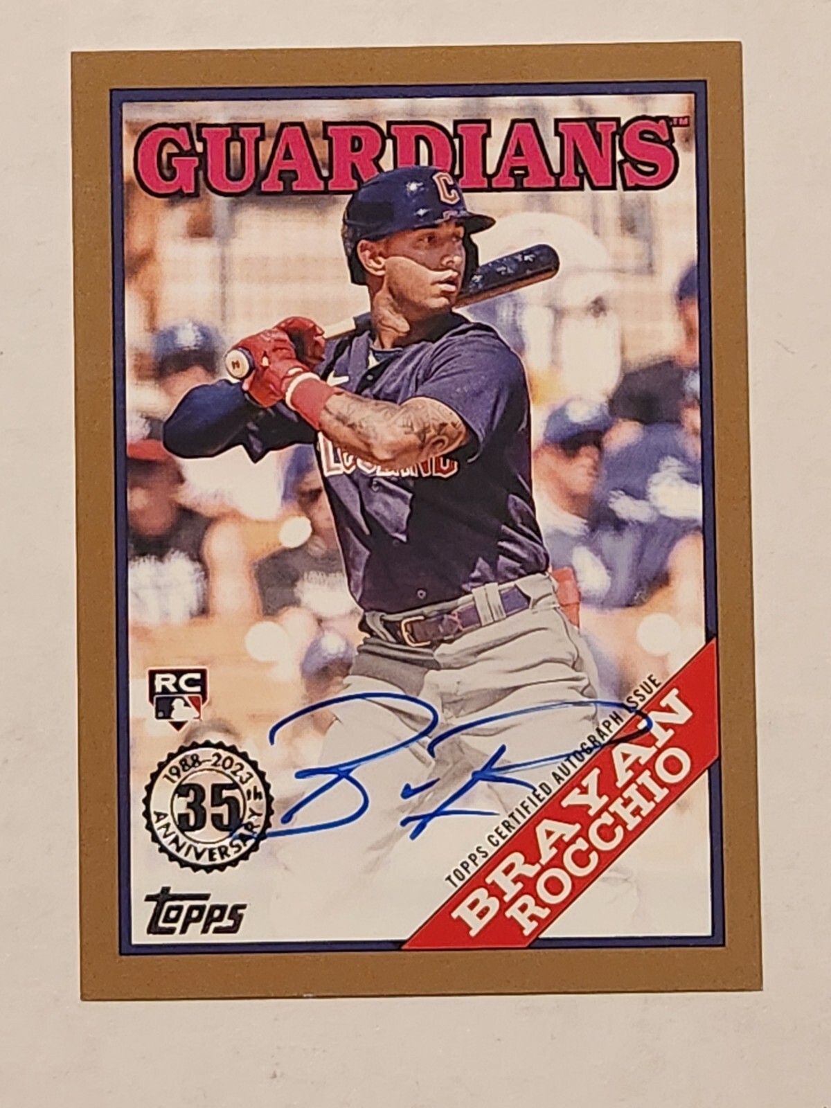 2023 Topps Update Brayan Rocchio Gold Autograph RC /50 1988 88BA-BR