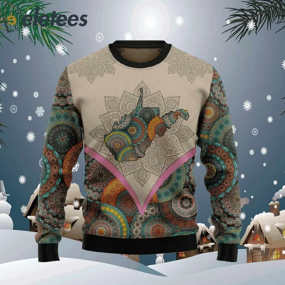 Mandala West Virginia Home Ugly Christmas Sweater 9VXKN5I9