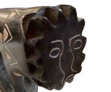 VINTAGE Native CARVED Black STONE Africa African KENYA AHL Import LION SCULPTURE