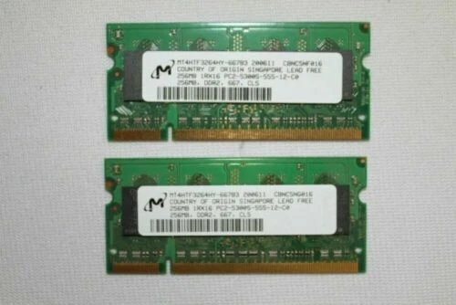 Ordenador Micron PC2-5300 DDR2-667 memoria (RAM) 256 MB de capacidad por módulo 2 módulos