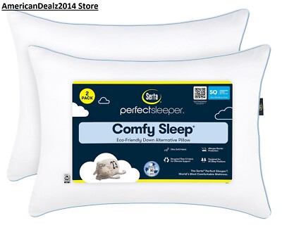 Serta Perfect Sleeper Comfy Sleep Bed Pillow, 2 Pk Standard/Queen 20'' X 28''