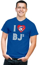 BSW Men's I Love BJ's Jays Baseball Sex Humor Heart Shirt