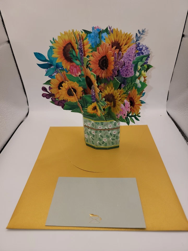 Pop Up Flower Bouquet Sunflowers With Vase Greeting Card  #48/49 - Image 2 of 4