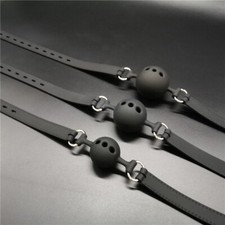 Unisex Leather Bondage Mouth Ball Gag Open Mouth Head Harness Strap Slave