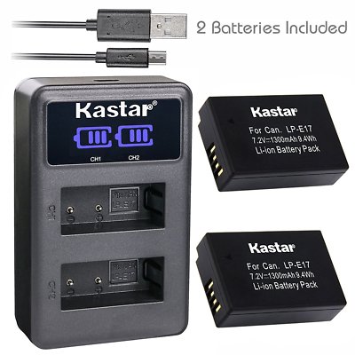 LP-E17 Battery& Dual LCD Charger for Canon EOS M3 M5 M6 77D 750D 760D 800D 8000D
