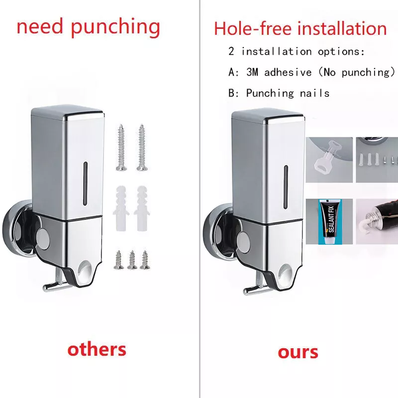 No punching Soap Dispenser Wall Home Hotel Shower Gel Shampoo Box Wall Mount - Image 2 of 4